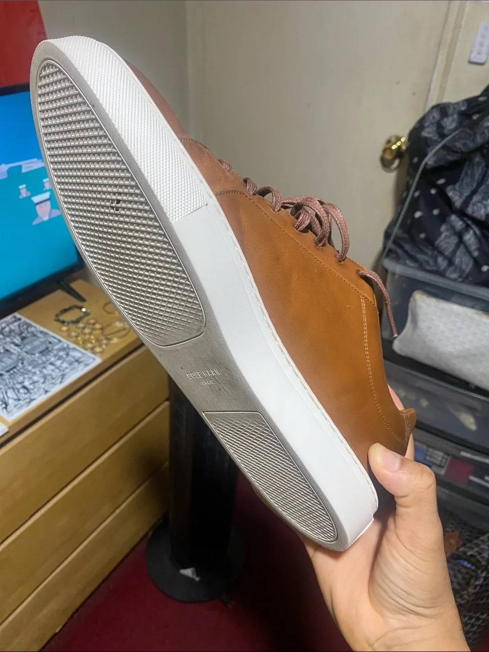 Cole Haan urban trainers brown leather with brown laces, white soles